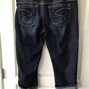 Womens Silver Jeans Denim Aiko Capris